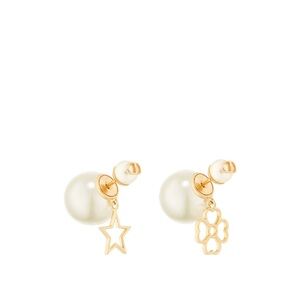 Dior Pearl Stud Earrings with Gold Star and Flower Charms
